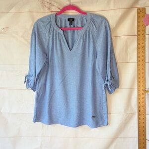 Jones New York Sky Blue Blouse with Tie Sleeves